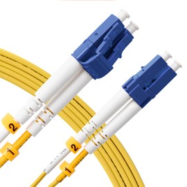 KeepFly Fiber OS2 LC to LC Fiber Patch Cable 50ft/15m-5Pack, SMF Single Mode Fiber Optic Cable,9/125μm 10GB Duplex Fiber Jumper Cable Cord LSZH(Yellow) - 15M 5Pack