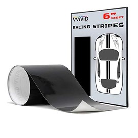 VViViD Gloss Black Adhesive Vinyl Racing Stripe Wrap Film Roll (6 Inch x 30ft)
