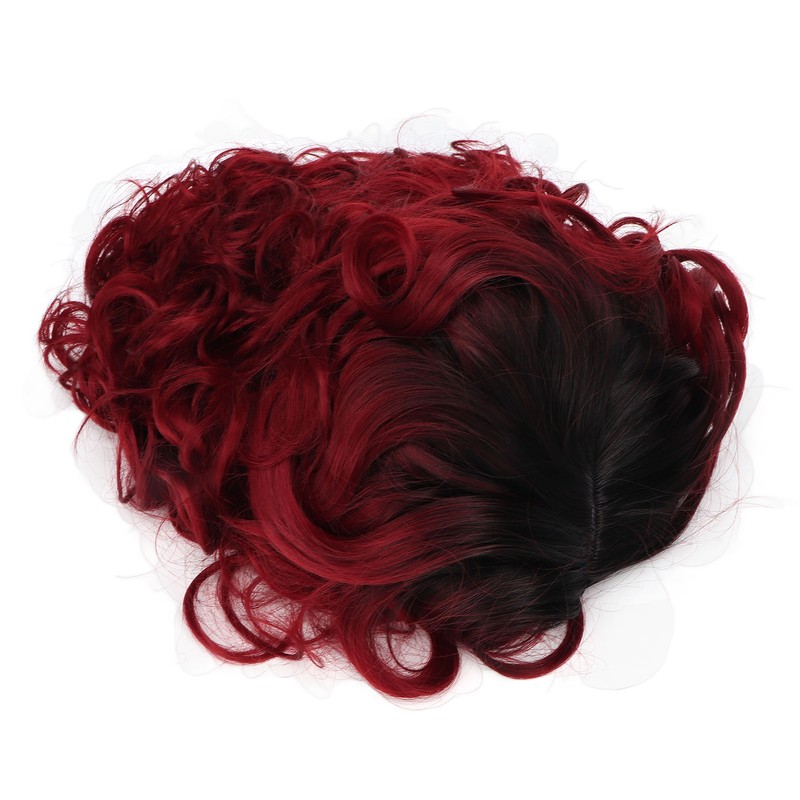 Curly Short Wig Wine Red Women Wig Gradient Color Adjustable