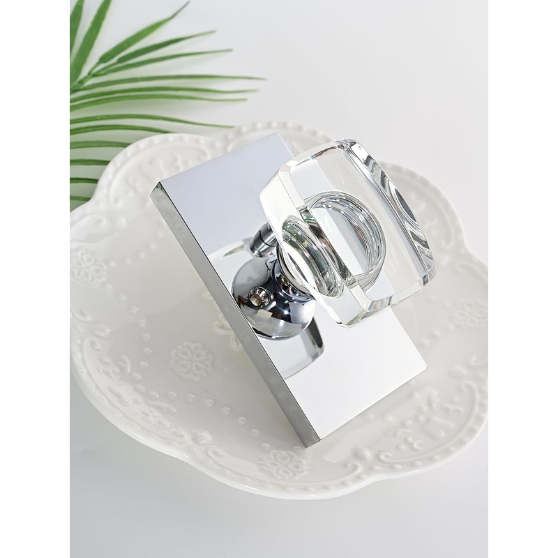Dllween Glass Door Knobs, Crystal Door Knobs Interior with Lock,