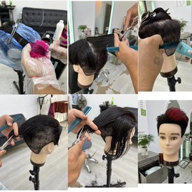 Male Training Head 100% Human Hair, Hairdresser Mannequin Head Mannequin Head Mannequin Head for Cutting Styling with Training Doll Head for Hair Styling and Practice with Clamp Stand