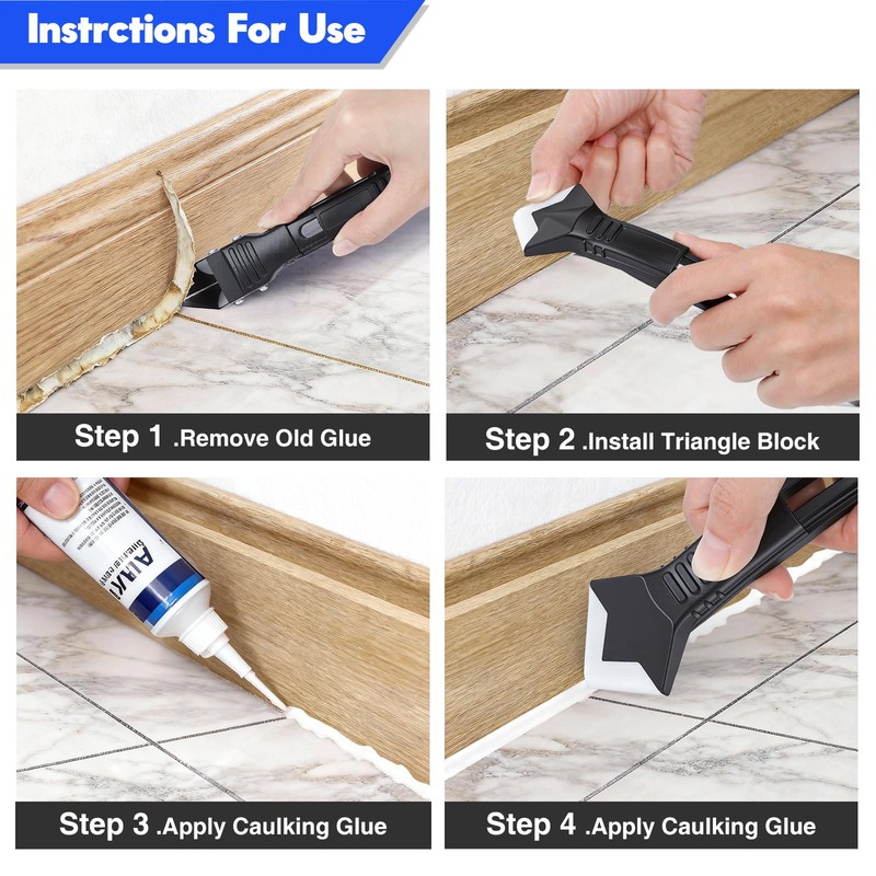 Silicone Caulking Tool Kit 3 in 1, Glass Glue Angle