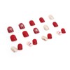 Carufin 24Pcs Christmas Tree Love Short Fake Nails Pearl Flowers