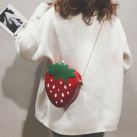 Spenlly Cute Strawberry Crossbody Shoulder Bag for Women Girls, Small Fruit Shape Crossbody Bag Coin Purse Wallet (Red)