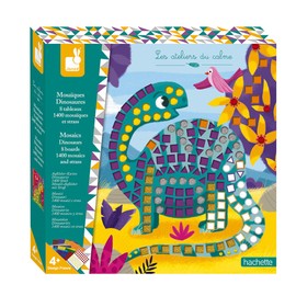 Janod - From 4 years old - Creative Kit - Dinosaur Mosaics - Calm Workshops - Creative Leisure - Dexterity and Concentration - J07903