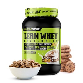 MuscleSport Lean Whey Revolution™ Protein Powder - Whey Protein Isolate - Low Calorie, Low Carb, Low Fat, Incredible Flavors - 25g Protein per Scoop - 2lb Crispy Cookie Cereal