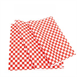100 Sheets Sandwich Paper Wrap 12 x 12 Inch Red and White Checkered Dry Wax Paper Serving Food Basket Liners Deli Paper Food Wrapping Paper Baking Parchment Dry Wax for Restaurants Barbecues Picnics