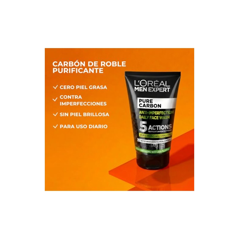 LOréal Paris Gel de Limpieza Facial de Men Expert, Pure