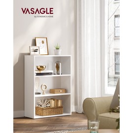 VASAGLE CUSTOS Collection - Bookshelf, 3-Tier Bookcase, Book Shelf, Open Storage Shelf, 9.4 x 23.6 x 32 Inches, for Living Room, Home Office, Dinning Room, Cloud White ULBC163T14