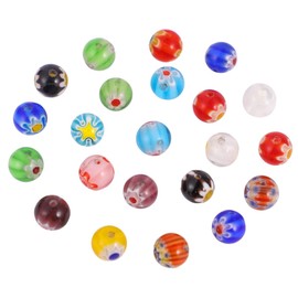 VILLFUL 100pcs Thousand Flowers Glass Beads Jewelry Bead Gemstone Beads Theremin Coloured Beads Spacer Beads Glass Beads for Craft Jewelry Glass Beads Round Beads Crystal Beads