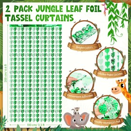 Tingjoo 18 Pcs Jungle Safari Birthday Party Decorations Include Animals Happy Birthday Banners Jungle Leaf Foil Curtain Wild One Hanging Swirls Ceiling Streamers Safari Baby Shower Supplies