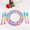 Supernal 120pcs Rainbow Silverware,Gold Plastic Silverware,Rainbow Plastic Cutlery,Rainbow Party Flatware,Pink