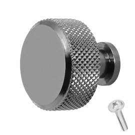 Decoranddecor Amelia Knurled 35mm Round Kitchen Cabinet Furniture Knobs Aluminium Nickel Black