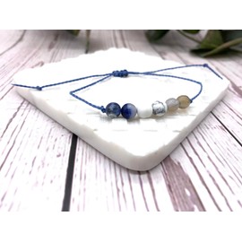 6th Birthday Bracelet, Adjustable Child's Crystal Bead Bracelet, Birthday Gift for Kids, Natural Gemstone Jewellery (Sodalite and Howlite)