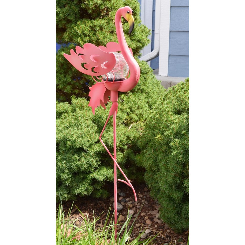 Solaration 3005 Solar Glass Globe Light with Pink Flamingo for