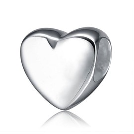 Ollia Jewelry 925 Sterling Silver European Style Beads Glossy Shiny Heart Charm Hold Me Firmly Charm Steadfast Love Charms