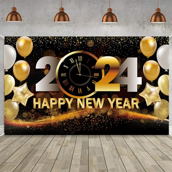 Happy New Year Decorations 2024, Large New Year Background Banner,