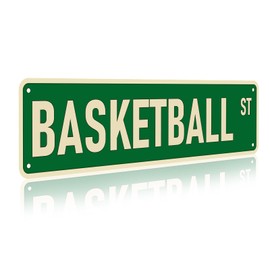 Funnysign Basketball Gifts for Boys Men Vintage Basketball ST Sign for Boys Room Man Cave Basketball Gear Room Court Decor 4×16 Inch (3347)