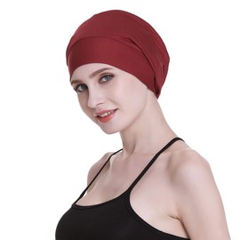 Soft Sleep Cap Protect Hair Bonnet Gifts for Daughter Night Headwear Burgundy