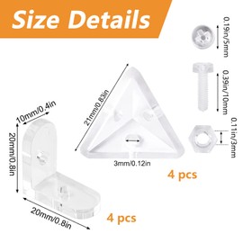 MOROBOR Acrylic Corner Bracket, Clear 3 Hole Right Angle Joint Brace Bracket, L-Shaped Corner Bracket with Mounting Screws for DIY Display Box 90 Degree Support Shelf Corner Brace