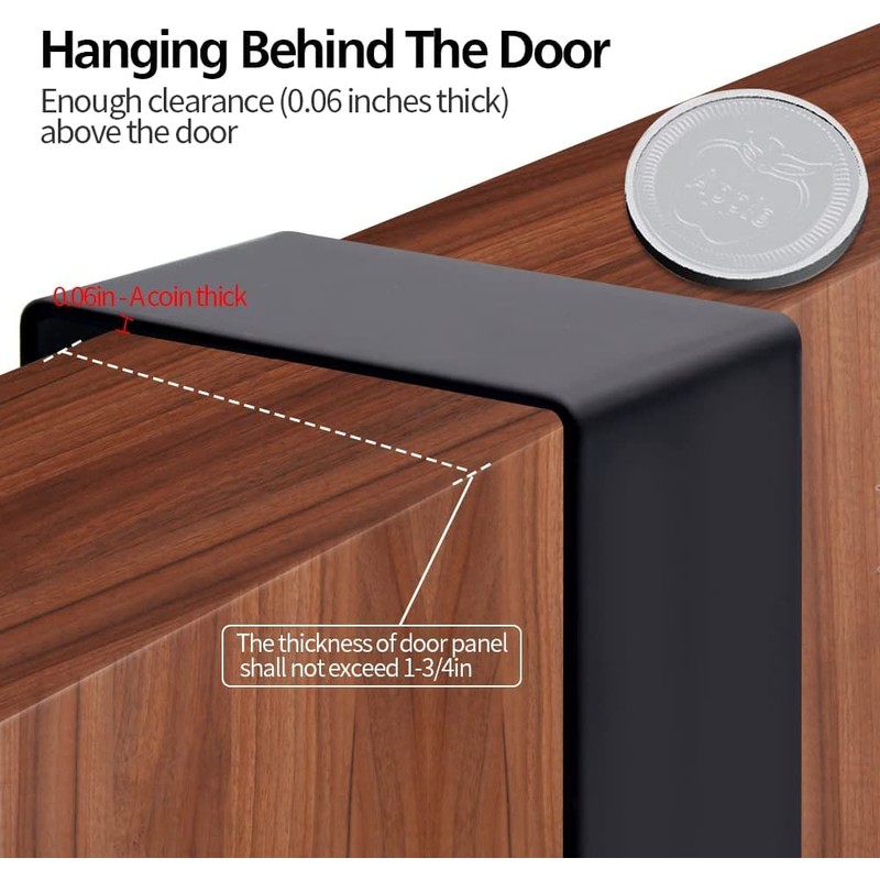 LFSEMINI 2 Pack Over Door Hook Hanger, Black/White, Long/Short, Heavy-Duty