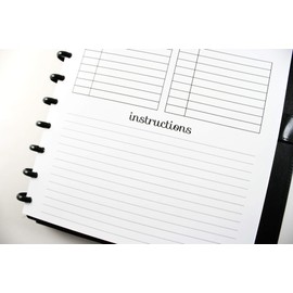 Recipe Planner Inserts for Letter Size Discbound Planners, Fits with Circa Letter, Arc by Staples, TUL, Letter Size (8.5'' x 11''), (Planner sold separately)