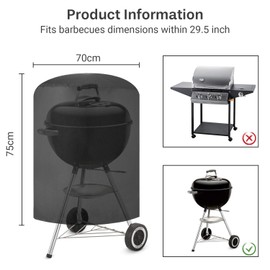 Ankier Barbecue Cover,Round BBQ Grill Cover Waterproof 210D Oxford Fabric BBQ Cover with Drawstring Cord Large 30 Inch (75 x 70cm - Black)