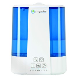 PureGuardian Top Fill Humidifier - H5225WCA Warm and Cool Mist Humidifier, 2 Gallon Tank with 100 Hour Runtime, Filter-Free with Essential Oil Tray, 3 Speeds, and Silver Clean Treatment
