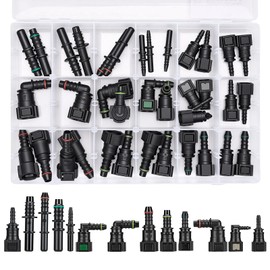 36 PCS Fuel Line Quick Connector Set, 12 Sizes Fuel Hose Fittings Adapters Kit SAE 9.89mm 9.49mm 7.89mm 6.3mm, Assorted Fuel Line Quick Connector Kit for Automotive Motorcycle