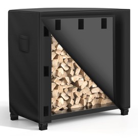 WLEAFJ Outdoor Firewood Rack Cover 4 feet, Log Rack Cover Waterproof, Wood Cover for Log Holder, 48" W x 24" D x 41" H, Black