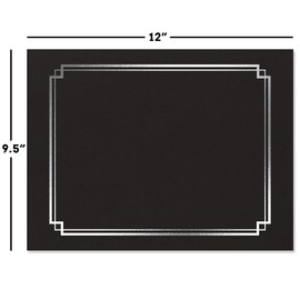 Classic Black and Silver Foil Certificate Folders - Pack of 50, Linen Cover 80 lb. Stock, Folded, Die-Cut Corners, for Office, Business Awards, Graduation, School Diploma Holder, 9-1/2" x 12"