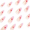 24Pcs Valentine's Day Press on Nails Long French Tip Fake