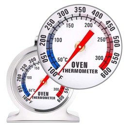 Oven Thermometer - High Accuracy Cooking Thermometer for Baking, Grilling, and Roasting | Stainless Steel, Large Dial, and Instant Read Temperature Gauge (50-300°C / 100-600°F)