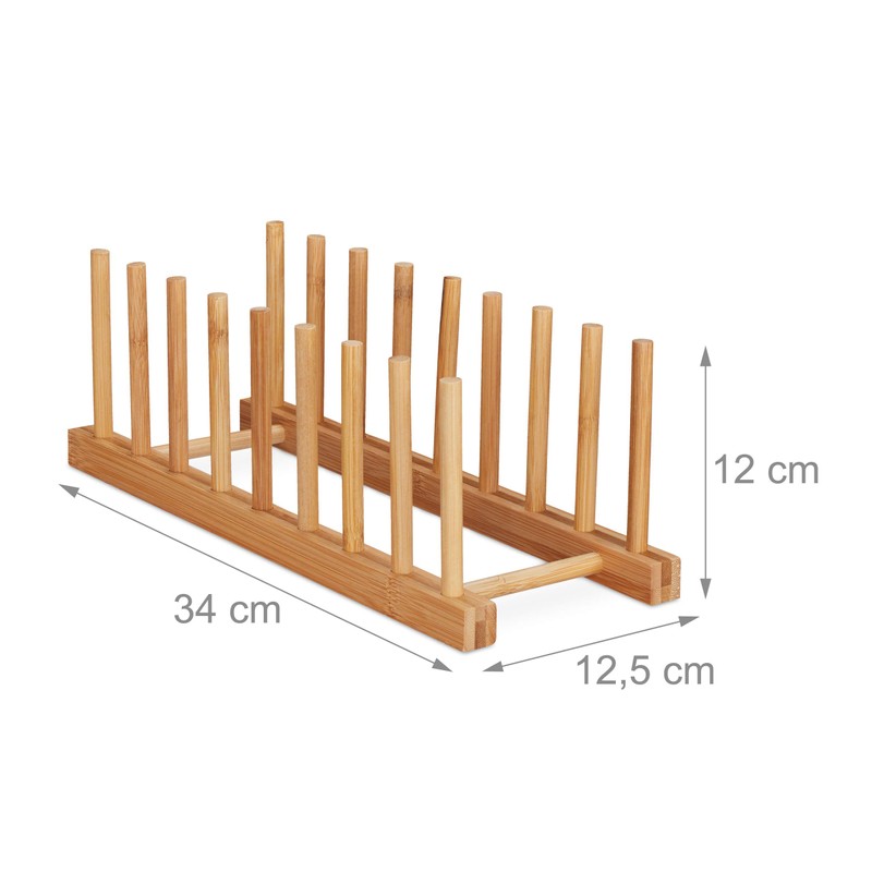 Relaxdays Bamboo Dish Drainer Oblong & Modern Motorhome Plate Holder