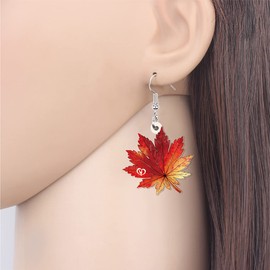 BAMAY Acrylic Maple Leaf Earrings Dangle Jewellery Autumn Earrings for Women Girls Charms Autumn Leaf Garland Gifts, Acrylic, No Gemstone
