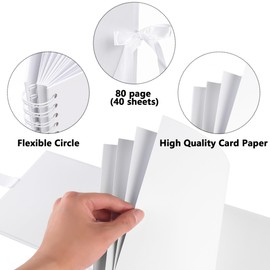 Vienrose 29 x 21.5 cm 80 Pages DIY Scrapbook Photo Album Hardcover Kraft Blank Page Memory Book for Wedding Anniversary Family Baby White