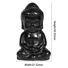 Rockcloud Pocket Stone Baby Buddha Crystal Statue for Home Decoration Zen Garden Spiritual Feng Shui Figurine, Black Obsidian