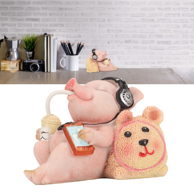 Pig Statue Mini Funny Casual Musical Resin Pig Art Figurine