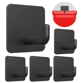 ZY PLUM Emergency Fire Blanket Wall Hooks，Waterproof Stainless Steel Adhesive Hooks for Home Kitchen Bathroom Office and Outdoor (Black, 5 Pack)