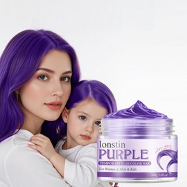 lonstin Purple Hair Colour Wax for Kids & Adults Temporary Hair Dye Wax 100g Wash Out, Non-Sticky Clay Mud Cream for Parties, Cosplay & Daily Fun