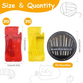 NVGVUP Pack of 6 Automatic Needle Threader, Plastic Threading Aid with Sewing Needles, Quick Threading Aid for Sewing Needles, Red Yellow, Sewing Accessories for Hand Sewing and DIY Embroidery