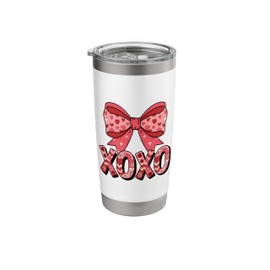 Xoxo Bow Valentines Day Hearts Flowers Pattern Pink Women Stainless Steel Insulated Tumbler