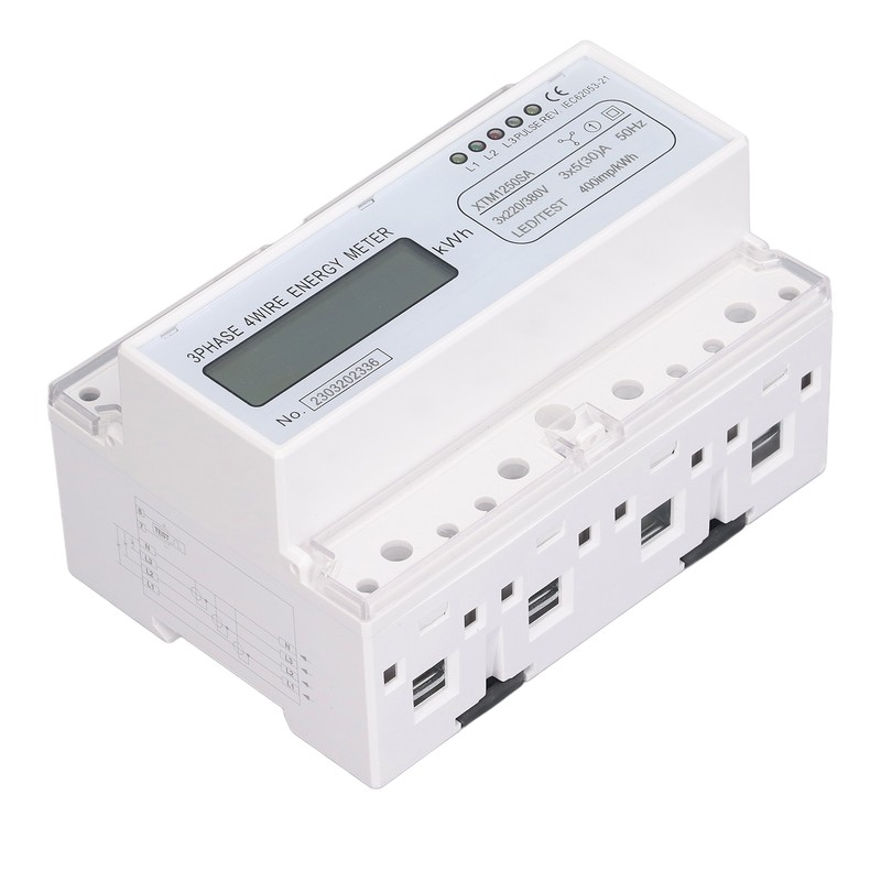7 Digit LCD Electric Energy Meter 35mm DIN Rail Mounting