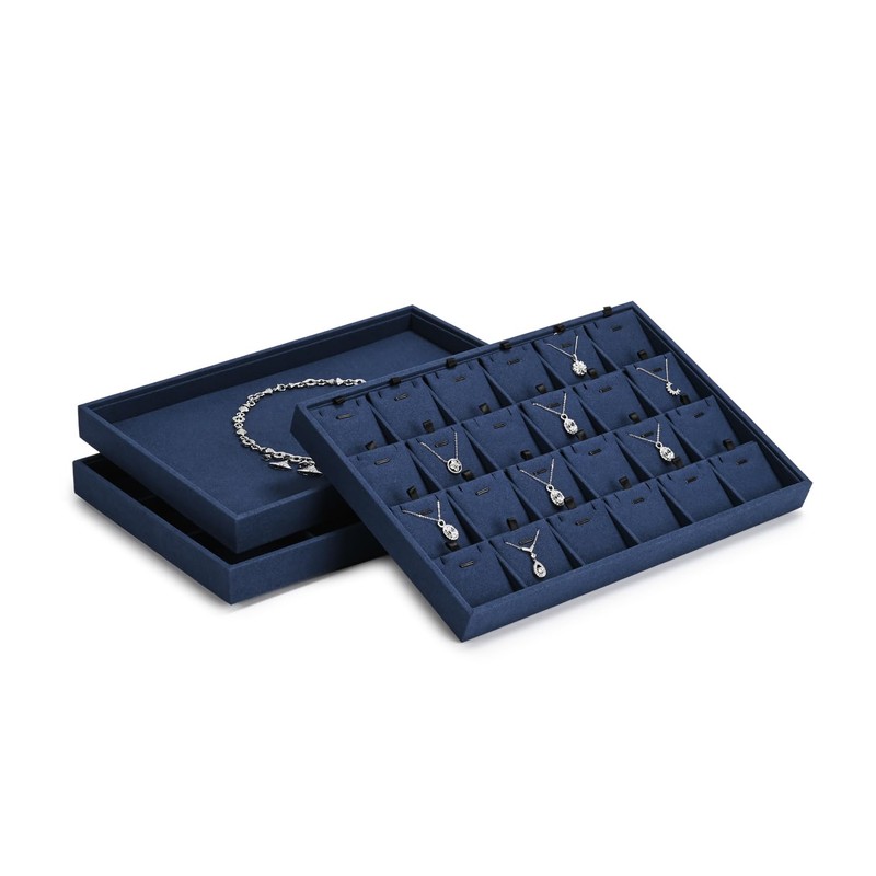 Oirlv Blue Microfibre Jewellery Trays 12 Grids Earrings Bracelets Display
