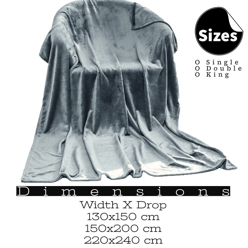 Double Dark Grey Luxury Super Soft Plush Flannel Fleece Blanket