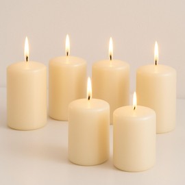 Biedermann & Sons 45-Hour Long Burning Unscented Pillar Candles, Champagne, 3 x 4 Inch - Set of 6