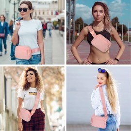 Bum Bag Belt Bag Women Men Waist Bag Waterproof Waist Bag Crossbody Bag with Adjustable Straps Shoulder Bag for Sports, Outdoor, Jogging, Biking, Fitness, pink, bum bag