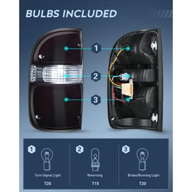 Nilight Taillight Assembly Compatible with 2001 2002 2003 2004 Toyota Tacoma Rear Lamp Replacement with Dark Red Housing Tail Lights Driver Side