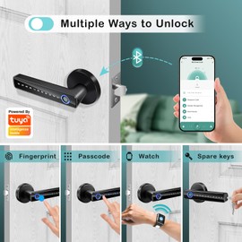 Smart Fingerprint Door Lock, Keyless Entry Front Door Knob,Biometric Door Knob, Code Knob Door Handle Lock with App, Digital Keypad Door Lock for Bedroom, Hotel, Apartment