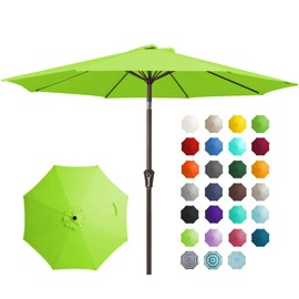 JEAREY 9FT Outdoor Patio Umbrella Outdoor Table Umbrella with Push Button Tilt and Crank, Market Umbrella 8 Sturdy Ribs UV Protection Waterproof for Garden, Deck, Backyard, Pool (Dark Blue)